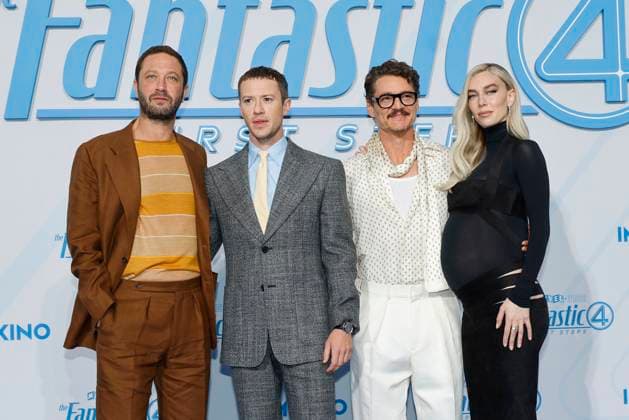 Ebon Moss-Bachrach, Joseph Quinn, Pedro Pascal und Vanessa Kirby bei der The Fantastic Four - First Steps Film Premiere und Fan Event am 8.07.2025 im Center am Potsdamer Platz in Berlin The Fantastic Four Filmpremiere in Berlin