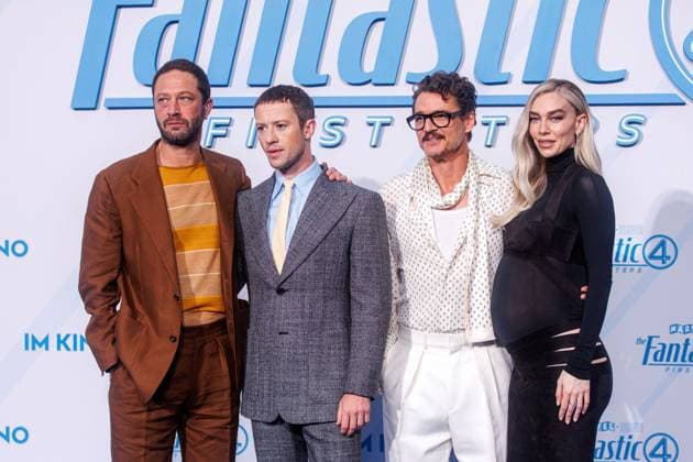 Fan-Event - The Fantastic 4 : First Steps Ebon Moss-Bachrach, Joseph Quinn, Pedro Pascal und Vanessa Kirby beim Fan- Event zum Kinostart zu The Fantastic 4 : First Steps im Das Center (ehem. Sony Center) am 08.07.2025 in Berlin. Copyright: xEventpressxKochanx