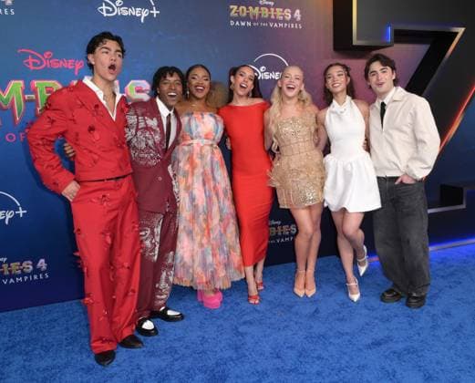 Zombies 4 Dawn of the Vampires Premiere - Los Angeles, USA LOS ANGELES, USA. July 08, 2025: Malachi Barton, Mekonnen Knife, Dara Renee, Kylie Cantrall, Freya Skye, Malia Baker & Joshua Colley at the premiere for Disney s Zombies 4: Dawn of the Vampires . Los Angeles CA USA  Copyright: xPaulxSmith Featureflashx