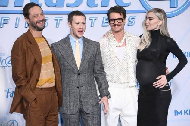 Ebon Moss-Bachrach, Joseph Quinn, Pedro Pascal und Vanessa Kirby beim Fan Event zum Kinofilm The Fantastic Four: First Steps in Das Center. Berlin, 08.07.2025