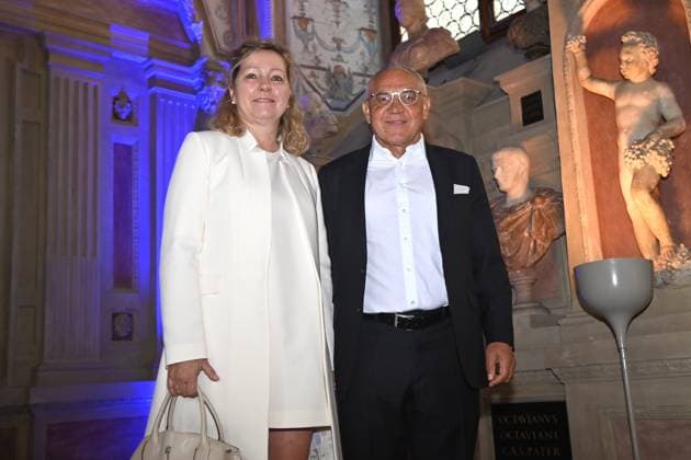 Felix MAGATH mit Ehefrau Nicola. Verleihung Bayerischer Verdienstorden im Antiquariat der Residenz in Muenchen am 09.07.2025