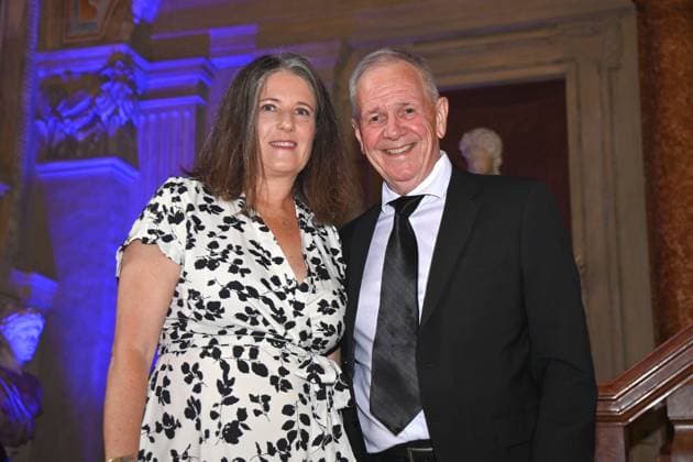 Fritz EGNER mit Ehefrau Katrin. Verleihung Bayerischer Verdienstorden im Antiquariat der Residenz in Muenchen am 09.07.2025