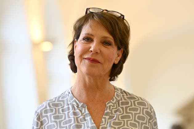 Janina HARTWIG (Schauspielerin) Einzelbild,angeschnittenes Einzelmotiv,Portraet,Portrait,Porträt. Verleihung Bayerischer Verdienstorden im Antiquariat der Residenz in Muenchen am 09.07.2025