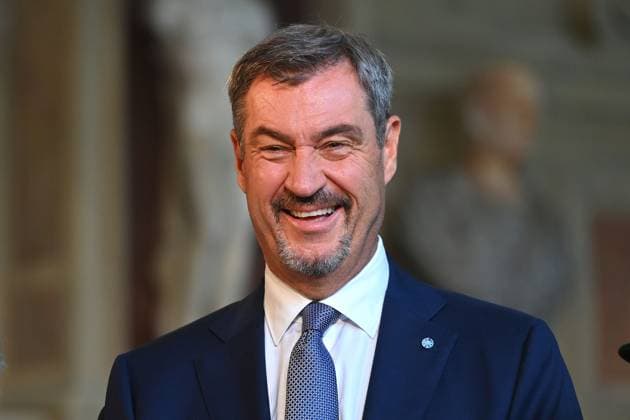 Markus SOEDER (Ministerpraesident Bayern und CSU Vorsitzender), lacht,lachen,lachend,optimistisch,gutgelaunt, Einzelbild,angeschnittenes Einzelmotiv,Portraet,Portrait,Porträt. Verleihung Bayerischer Verdienstorden im Antiquariat der Residenz in Muenchen am 09.07.2025
