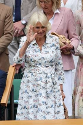 . 09 07 2025. London, United Kingdom. Royal Box including Queen Camilla , Peter Phillips and Harriet Sperling on day ten of the Wimbledon Tennis Championships in London.  xStephenxLockx xi-Imagesx IIM-26087-0016
