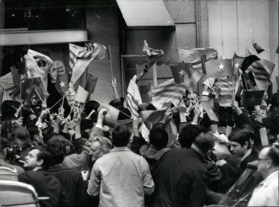 Demonstrationen 25. Januar 1969 - Unterstützer von Nord- und Südvietnam *** Demonstrations 25 January 1969 Supporters from North and South Vietnam  Copyright: xUnitedxArchivesx xkpaxKeystonex 19690125_baf_k09_006