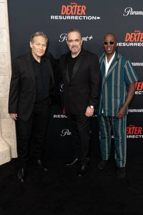 James Remar, David Zayas, and Ntare Guma Mbaho Mwine (L to R) arrive on the red carpet at the world premiere of Dexter: Resurrection at Alice Tully Hall on Wednesday, July 9, 2025 in New York City.  NYP20250709631 DEREKxFRENCH