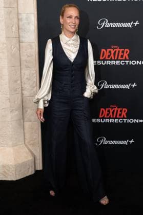 Uma Thurman arrives on the red carpet at the world premiere of Dexter: Resurrection at Alice Tully Hall on Wednesday, July 9, 2025 in New York City.  NYP20250709665 DEREKxFRENCH