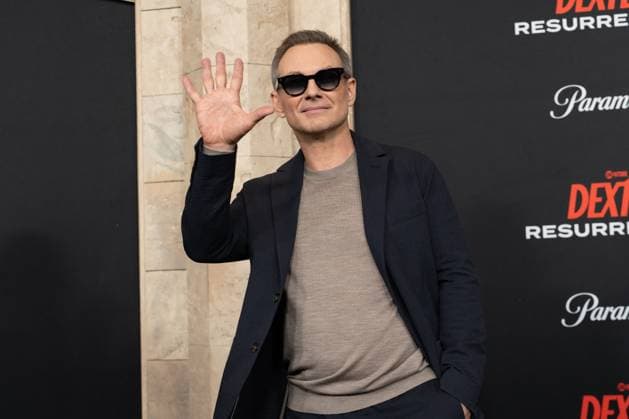 Christian Slater arrives on the red carpet at the world premiere of Dexter: Resurrection at Alice Tully Hall on Wednesday, July 9, 2025 in New York City.  NYP20250709659 DEREKxFRENCH