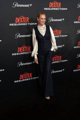 Uma Thurman arrives on the red carpet at the world premiere of Dexter: Resurrection at Alice Tully Hall on Wednesday, July 9, 2025 in New York City.  NYP20250709664 DEREKxFRENCH
