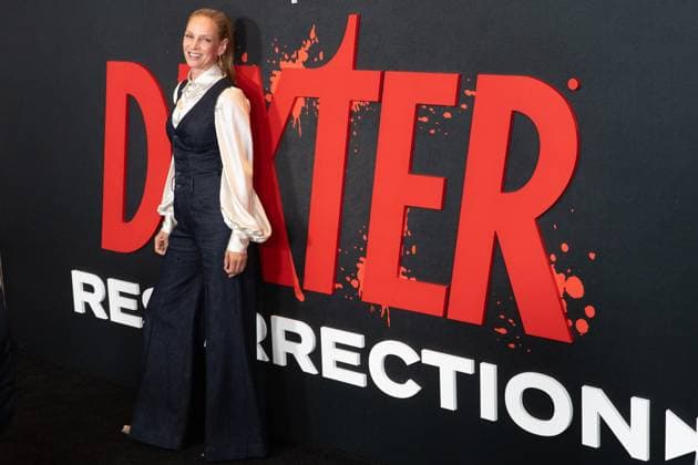 Uma Thurman arrives on the red carpet at the world premiere of Dexter: Resurrection at Alice Tully Hall on Wednesday, July 9, 2025 in New York City.  NYP20250709668 DEREKxFRENCH