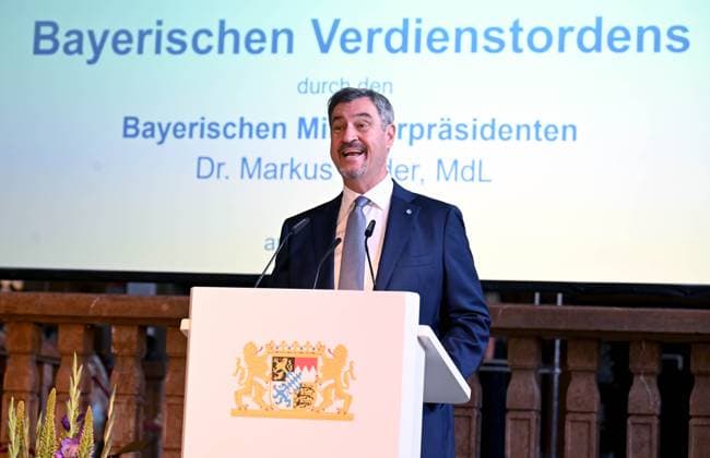 Markus Söder Bayerischer Verdienstorden im Antiquarium der Residenz in München am 9. Juli 2025
