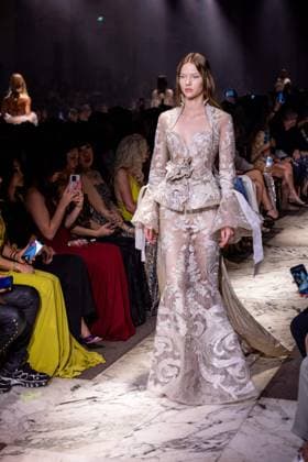 PFW - Elie Saab Runway A model walks the runway at the Elie Saab Haute Couture Fall Winter 2025-2026 show, as part of Paris Fashion Week in Paris, France on July 9, 2025. Photo by Ammar Abd Rabbo ABACAPRESS.COM Paris France  Copyright: xAbdxRabboxAmmar ABACAx