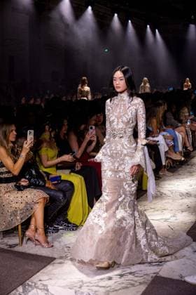 PFW - Elie Saab Runway A model walks the runway at the Elie Saab Haute Couture Fall Winter 2025-2026 show, as part of Paris Fashion Week in Paris, France on July 9, 2025. Photo by Ammar Abd Rabbo ABACAPRESS.COM Paris France  Copyright: xAbdxRabboxAmmar ABACAx