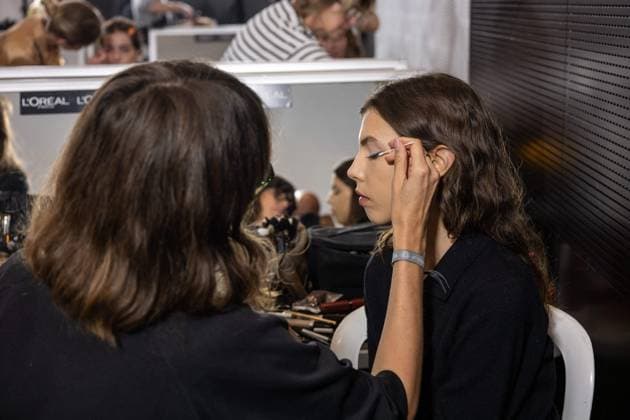 PFW - Elie Saab Backstage Models and hairdressers and make up artists seen backstage prior to the Elie Saab Haute Couture Fall Winter 2025-2026 show, as part of Paris Fashion Week in Paris, France on July 9, 2025. Photo by Ammar Abd Rabbo ABACAPRESS.COM Paris France  Copyright: xAbdxRabboxAmmar ABACAx