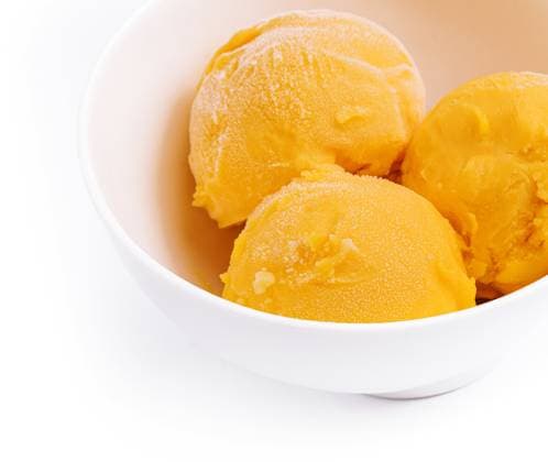 Mango Eis, Sorbet in einer Platte Mango ice cream, sorbet in a plate (License=RF) Copyright: xZoonar.com AntonxDobreax 23738523