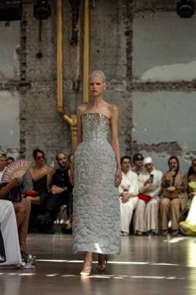 PFW - Rami Al Ali Runway A model walks the runway at the Rami Al Ali Haute Couture Fall Winter 2025-2026 show, as part of Paris Fashion Week in Paris, France on July 10, 2025. Rami Al Ali is the first Syrian fashion designer to present a collection ‘officially’ at the Paris Haute Couture week. Photo by Ammar Abd Rabbo ABACAPRESS.COM Paris France  Copyright: xAbdxRabboxAmmar ABACAx