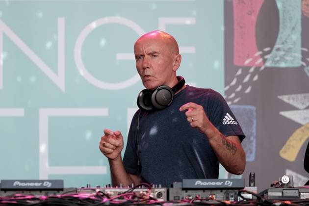 UK: The Genesis Scottish Open at The Renaissance Club, North Berwick, Scotland on 11 July 2025: Pictured: Scottish author Irvine Welsh played a DJ set in the fan village after the second round of the Genesis Scottish Open 2025 at The Renaissance Club, North Berwick, Scotland North Berwick The Renaissance Club Scotland Copyright: xAlexxToddx