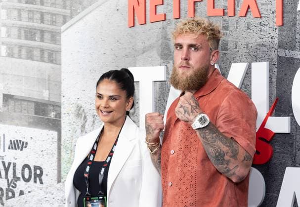 July 11, 2025, Bronx, New York, USA: Bela Bejaria and Jake Paul arrive for Katie Taylor vs Amanda Serrano 3 boxing bout at Madison Square Garden in New York, NY on July 11, 2025 Bronx USA - ZUMAr339 20250711_znp_r339_039 Copyright: xLevxRadinx