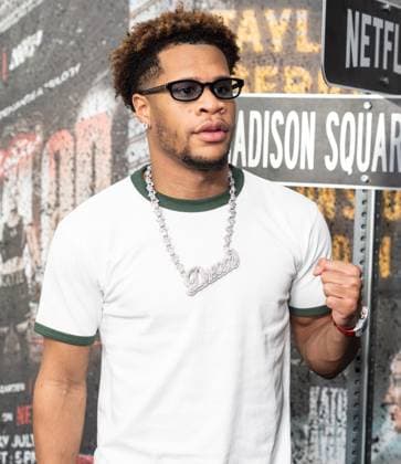 July 11, 2025, Bronx, New York, USA: Devin Haney arrives for Katie Taylor vs Amanda Serrano 3 boxing bout at Madison Square Garden in New York, NY on July 11, 2025 Bronx USA - ZUMAr339 20250711_znp_r339_100 Copyright: xLevxRadinx