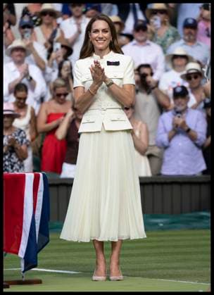 . 12 07 2025. London, United Kingdom. Kate Middleton, The Princess of Wales, at the presentation of the the Ladies Singles trophy on day thirteen of the Wimbledon Tennis Championships in London.  xStephenxLockx xi-Imagesx IIM-26100-0172