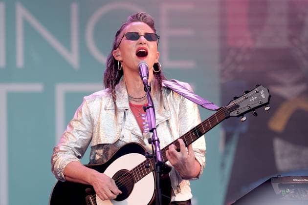 UK: The Genesis Scottish Open at The Renaissance Club, North Berwick, Scotland on 12 July 2025: Pictured: KT Tunstall played a set on the stage in the fan village after the third round of the Genesis Scottish Open 2025 at The Renaissance Club, North Berwick, Scotland North Berwick The Renaissance Club Scotland Copyright: xAlexxToddx