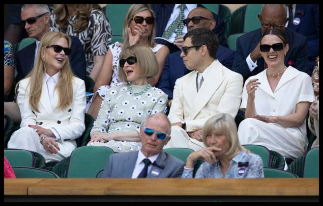 . 13 07 2025. London, United Kingdom. Nicole Kidman, Anna Wintour and Kiera Knightley in the Royal Box on the last day of the Wimbledon Tennis Championships in London.  xStephenxLockx xi-Imagesx IIM-26103-0052