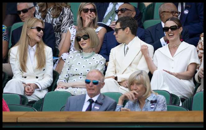 . 13 07 2025. London, United Kingdom. Nicole Kidman, Anna Wintour and Kiera Knightley in the Royal Box on the last day of the Wimbledon Tennis Championships in London.  xStephenxLockx xi-Imagesx IIM-26103-0053