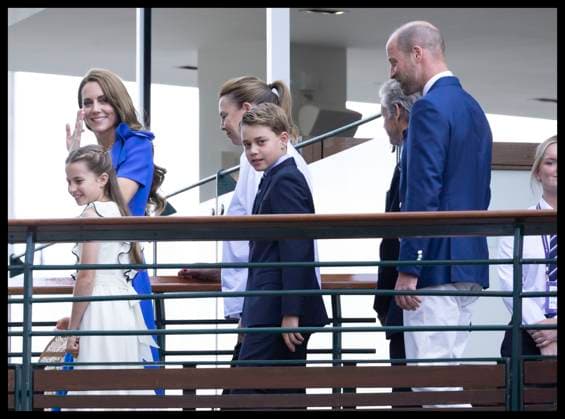 . 13 07 2025. London, United Kingdom. Prince William, Kate Middleton, Prince George and Princess Charlotte arriving for the Mens Single Final on the last day of the Wimbledon Tennis Championships in London.  xStephenxLockx xi-Imagesx IIM-26103-0081