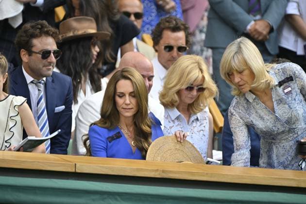 Tennis : Wimbledon -2025 - ITF - Tennis - Wimbledon - ITF - Royal Box - Arrivee de la famille royale d Angleterre - Prince William de Galles - Princesse Kate de Galles - Georges et Charlotte GB  Copyright: xChryslenexCaillaudx xPznewsx