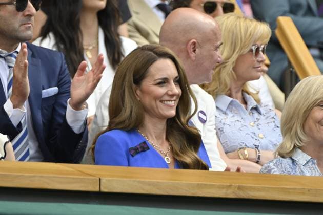 Tennis : Wimbledon -2025 - ITF - Tennis - Wimbledon - ITF - Royal Box - Arrivee de la famille royale d Angleterre - Prince William de Galles - Princesse Kate de Galles - Georges et Charlotte GB  Copyright: xChryslenexCaillaudx xPznewsx