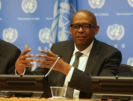 L acteur américain Forest Whitaker lors d une conférence dans le cadre de la cérémonie de la signature de l’Accord de Paris sur le climat au siège de l Organisation des Nations Unies (ONU) à New York, le 21 avril 2016. American actor Forest Whitaker is seen talking at the United Nations Headquarters during the Paris Climate Agreement Signing Ceremony, in New York, on April 21 2016. New York Etats-Unis *** American actor Forest Whitaker is seen talking at the United Nations Headquarters during the Paris Climate Agreement Signing Ceremony, in New York, on April 21 2016 New York Etats Unis  Copyright: xMORGANxDESSALLES BESTIMAGExMORGANxDESSALLES BESTIMAGEx
