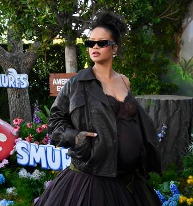 Rihanna, the voice of Smurfette in the animated musical comedy Smurfs attends the premiere of the motion picture at Paramount Studios in Los Angeles on Sunday, July 13, 2025. Storyline: When Papa Smurf (John Goodman) is mysteriously taken by evil wizards, Razamel and Gargamel, Smurfette (Rihanna) leads the Smurfs on a mission into the real world to save him. With the help of new friends, the Smurfs must discover what defines their destiny to save the universe.  LAP2025071322 JIMxRUYMEN