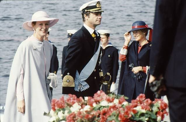 RECORD DATE NOT STATED Stockholm Sweden hitri images 1985 Swedish king Carl XVI gustaf .and queen silvia german origin welcome Danish Queen Margrethe II and husband prince Henrik in stokholm sweden on their royal state visit in 1985. (Photo.Francis Joseph Dean Dean Pictures) (Not for commercial use)