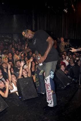 Dennis Rodman The ex-basketball star got up onstage at a Metal Skool performance, but not to sing, instead he pledged his allegiance to heavy metal music. When onstage at the Key Club, Rodman, who is rumored to be an old friend of the band, was ridiculed by bandmembers for his supposedly enormous penis. Hollywood, California - 02.10.06, Los Angeles, United States Charlie Steffens WENN 876686.jpg