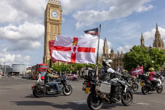 Veterans immunity Northern Ireland veterans ride motorcycles around Parliament Square in protest against the government’s plan to remove legal protections from prosecution.  Copyright: xBettyxLauraxZapatax NINTCHDBPICT001009921478
