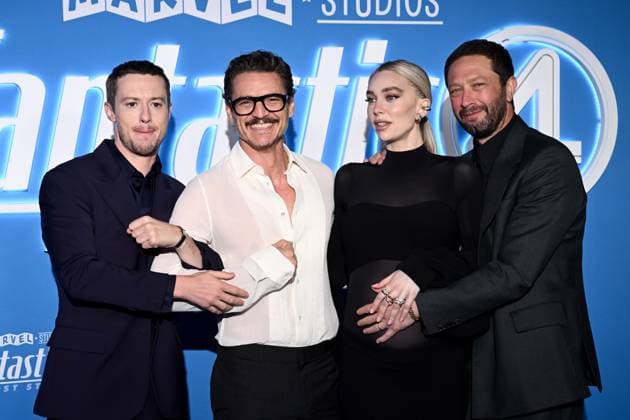FANTASTIC FOUR PREMIERE SYDNEY, (L-R) Joseph Quinn, Pedro Pascal, Vanessa Kirby and Ebon Moss-Bachrach arrive for the Sydney premiere of The Fantastic Four: First Steps at HOYTS Entertainment Quarter, in Sydney, Tuesday, July 15, 2025. ( NO ARCHIVING SYDNEY NEW SOUTH WALES AUSTRALIA  Copyright: xDANxHIMBRECHTSx 20250715176757236340