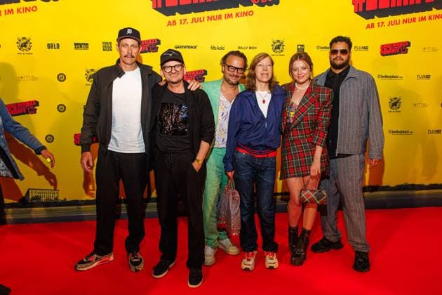 Premiere - SchwarzeSchafe Marc Hosemann, Milan Peschel, Oliver Rihs, Jule Böwe, Jella Haase und Yasin Harrouk bei der Premiere zu SchwarzeSchafe im Kino in der Kulturbrauerei am 15.07.2025 in Berlin. Copyright: xEventpressxKochanx