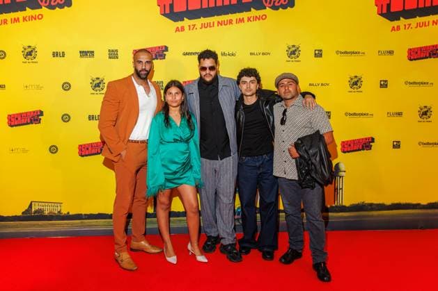 Premiere - SchwarzeSchafe Amer El-Erwadi, Norah Estelle Martha Malachowski, Yasin Harrouk, Adrian Kourosh und Tamer Yigit bei der Premiere zu SchwarzeSchafe im Kino in der Kulturbrauerei am 15.07.2025 in Berlin. Copyright: xEventpressxKochanx