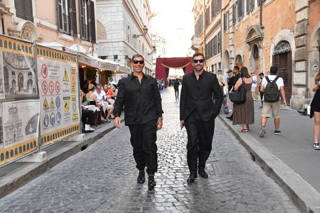 Rome, Italy: Rome, Castel Sant Angelo Dolce & Gabbana Fashion Show Event Parterre, In the photo: Alberto Matano Riccardo Mannino Rome Italy  - ZUMAp169 20250715_zea_p169_238 Copyright: xVincenzoxLandix