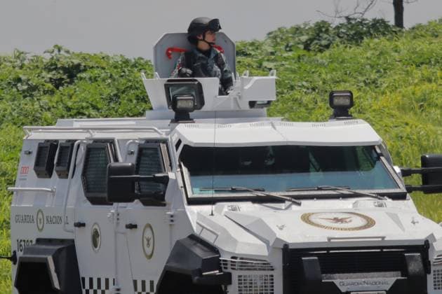A female member of the National Guard is seen during the start-up ceremony of the Unified Command East State of Mexico, at the Unidad Deportiva Ciudad Jardin. on July 16, 2025 in Nezahualcoyotl, Mexico. Nezahualcoyotl City Mexico - ZUMAe321 20250716_zia_e321_033 Copyright: xCarlosxSantiagox