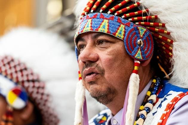 July 17, 2025, Ottawa, On, Canada: Chief Joey Pete of Sunchild First Nation speaks during a press conference on the sidelines of the First Nations Summit in Ottawa, on Thursday, July 17, 2025. Ottawa Canada  - ZUMAc35_ 20250717_zaf_c35_051 Copyright: xSpencerxColbyx