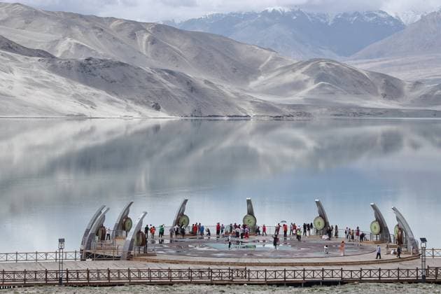 KIZILSU, CHINA - JULY 17: Tourists visit Baisha Lake scenic area on July 17, 2025 in Kizilsu Kyrgyz Autonomous Prefecture, Xinjiang Uygur Autonomous Region of China.  Copyright: xVCGx 111580140882