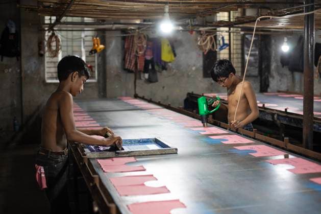 Underage Workers In A Local Printing Factory Child laborers work in a local printing factory for clothes in Narayanganj, Bangladesh, on July 19, 2025. Narayanganj Bangladesh  Copyright: xZiaulxHaquex originalFilename: haque-notitle250719_npWpo.jpg