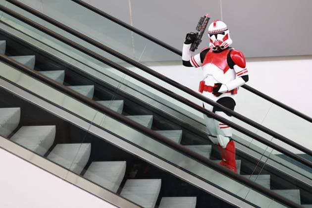 Jedicon - the power of the force - Star Wars celebration for fans in Mexico MEXICO CITY, MEXICO - JULY 19: A man dressed in Star Wars character costume attends the Jedicon celebration, at Banamex Center, in Mexico City, Mexico on July 19, 2025. People dressed in costumes of Star Wars and fans attended the celebration named Jedicon - the power of the force in which they enjoyed activities related to the Star Wars saga. Daniel Cardenas Anadolu Mexico City Mexico. Editorial use only. Please get in touch for any other usage.  Copyright: x2025xAnadoluxDanielxCardenasx