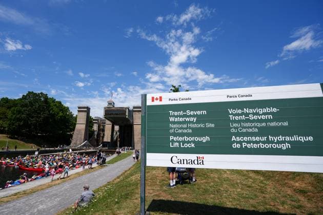 Lock & Paddle 2025 in Canada PETERBOROUGH, CANADA - JULY 19 : Hundreds of paddlers attend the Lock & Paddle 2025 event at historic Peterborough Lift Lock within ‘Canada’s Parks Day’ in Peterborough, Ontario, Canada on July 19, 2025. Participants are lifted up and down the historic lock, located on the Trent Canal at Trent-Severn Waterway National Historic Site, as part of the Canada’s Parks Day event, celebrated on the third Saturday of July each year. Mert Alper Dervis Anadolu Ontario Canada. Editorial use only. Please get in touch for any other usage.  Copyright: x2025xAnadoluxMertxAlperxDervisx