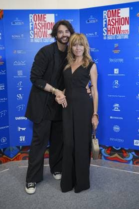 Rome, Rome Fashion Show Haute Couture 2025. At the second edition of the prestigious Rome Fashion Show, fashion ambassadors and cadets paraded, with a special focus on sustainability, tradition, and innovation. Pictured: Loredana Cannata and designer Gabriele Fiorucci Bucciarelli  Copyright: xBarbaraxAmendolax xipa-agency.netx xBarbaraxAmendolax IPA_Agency_IPA60659668