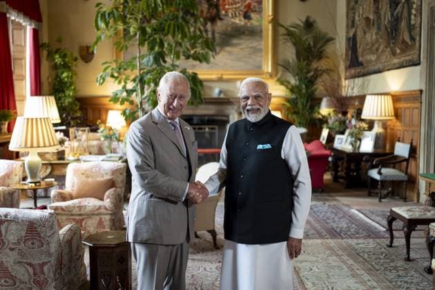 Audience at Sandringham King Charles III meets the Prime Minister of India, Narendra Modi during an audience at the Sandringham Estate in Norfolk. During their time together, The King was given a tree to be planted this Autumn, inspired by the environmental initiative launched by the Prime Minister, Ek Ped Maa Ke Naam , which encourages people to plant a tree in tribute to their mothers. Picture date: Thursday July 24, 2025., Credit:Aaron Chown Avalon UK, Sandringham  Copyright: xAaronxChownx xAvalonx 1025353776