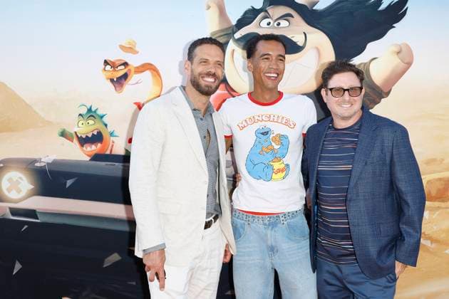 July 23, 2025, Los Angeles, California, USA: Pierre Perifel, WhizTheMC, Damon Ross at the Premiere of The Bad Guys 2 at the TCL Chinese Theatre IMAX Los Angeles USA - ZUMAg107 20250723_zep_g107_132 Copyright: xNinaxPrommerx