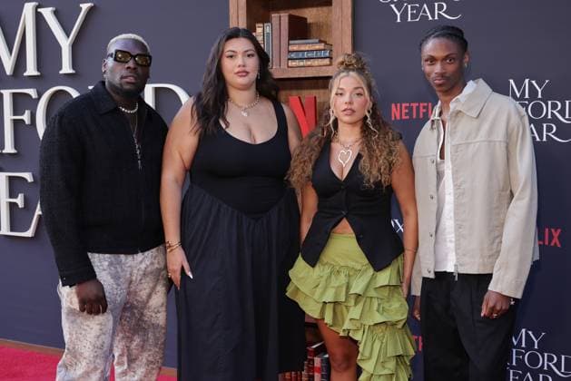 LOS ANGELES, CA - JULY 24: Donzell Taggart, Katie Roeder, Aaliyah Larsen and Cameron Goode at the NETFLIX Los Angeles premiere of My Oxford Year on July 24, 2025 at the Tudum Theater in Los Angeles, California. Copyright: xMediaPunchx